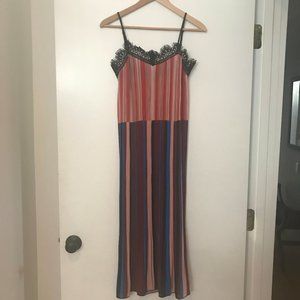 Pleated lace-neck Anthropologie dress